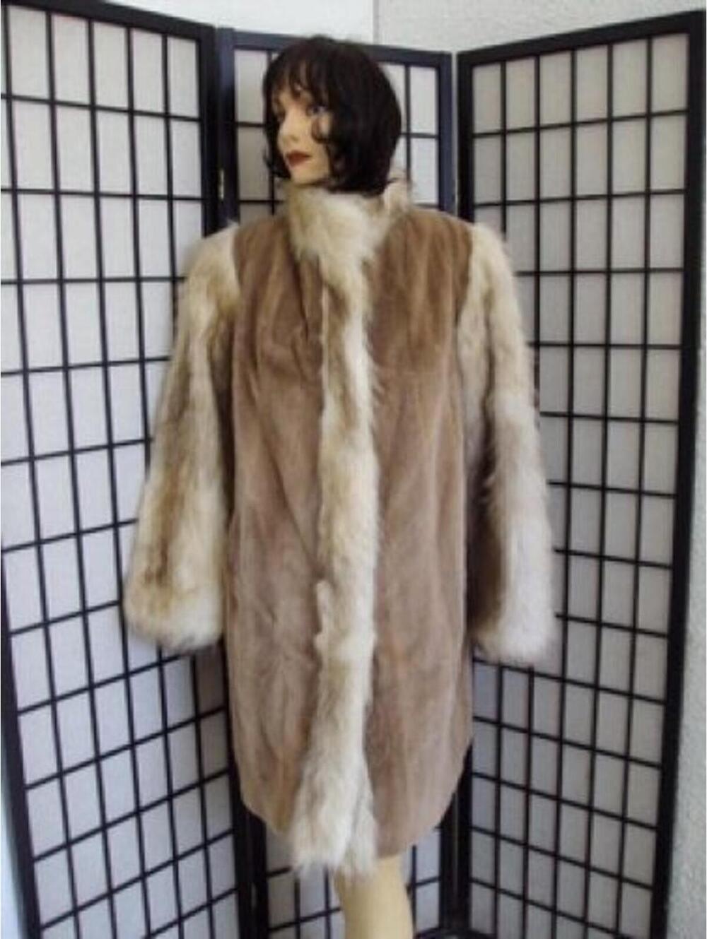*REFURBISHED NEW SHEARED MINK & RACCOON FUR COAT JACKET WOMEN SZ 8 MEDIUM